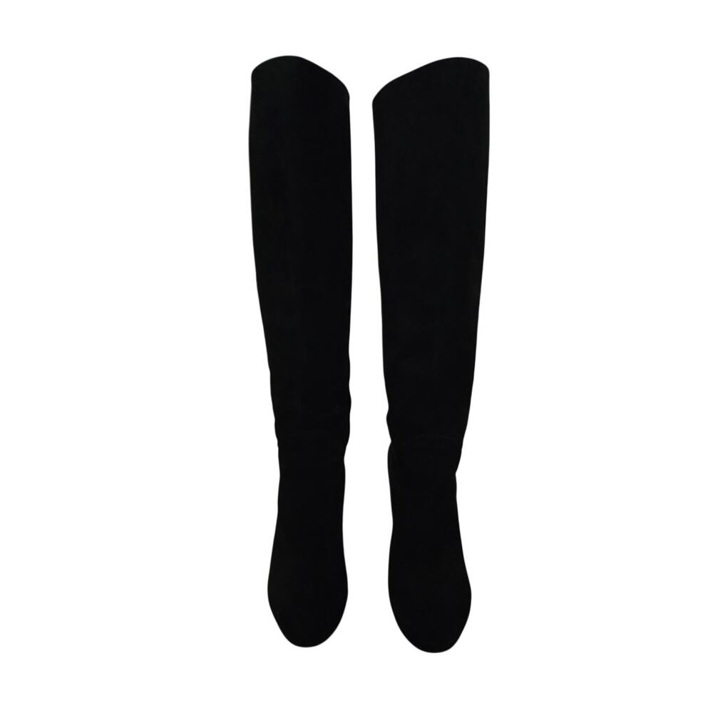 Gucci Black Suede Knee High Riding Platform Boots Bamboo Tassel Tall Heels 38 8 - Picture 2 of 10